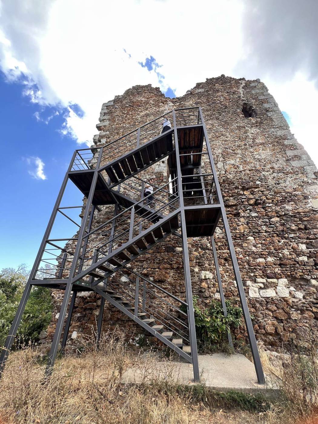 The steel staircase up to the viewing platform inside Vrdnik Tower